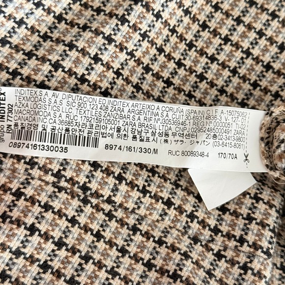 Zara Houndstooth Side Button Midi Skirt Brown Black Plaid Womens Medium - Picture 5 of 11